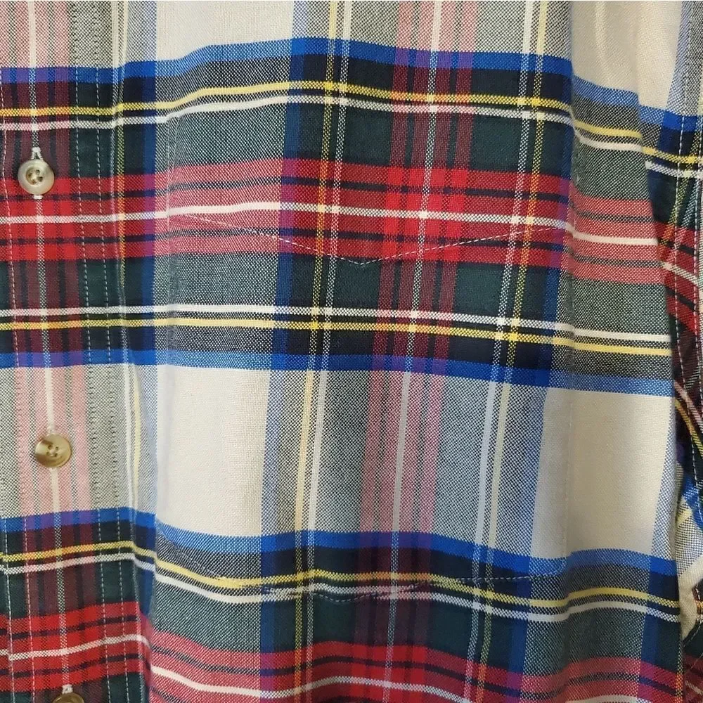 LL Bean Traditional Fit Men's L Multicolored Plaid Flannel L/S Shirt | EUC